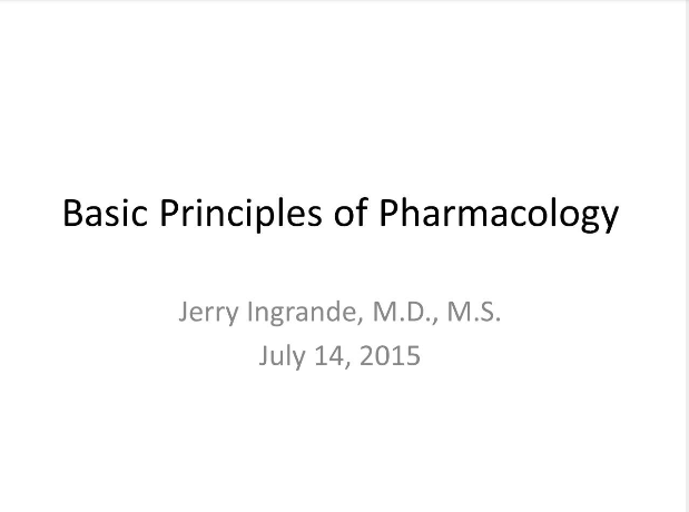 CA-1: Basic Principles of Pharmacology